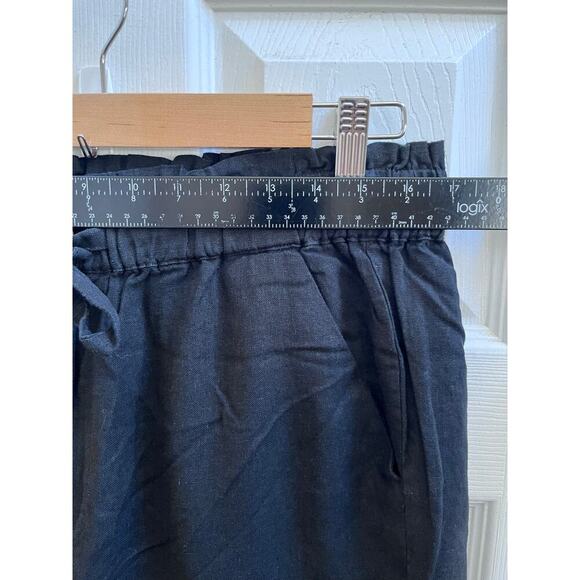 Charlie Paige New Black Linen Blend Wide Leg Crop Pant Size Large Resort Breezy - Picture 6 of 10